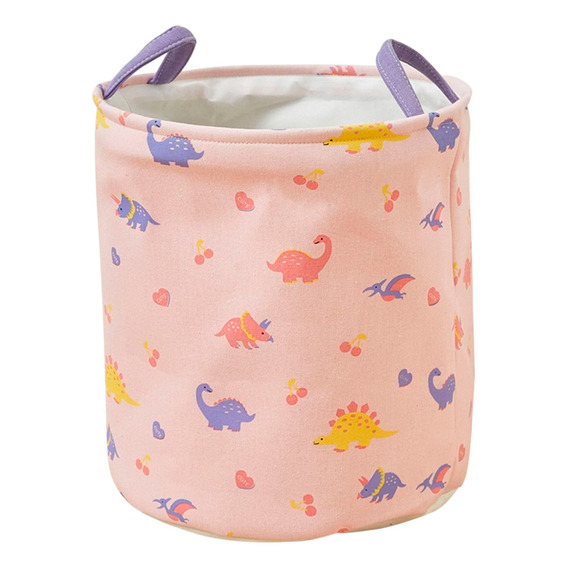 Cesta Infantil Organizador Cilíndrico En Tela Plegable C/asa Color Rosa