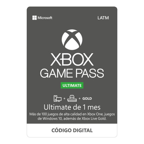 Tarjeta Xbox Game Pass Ultimate Microsoft Digital  1 mes