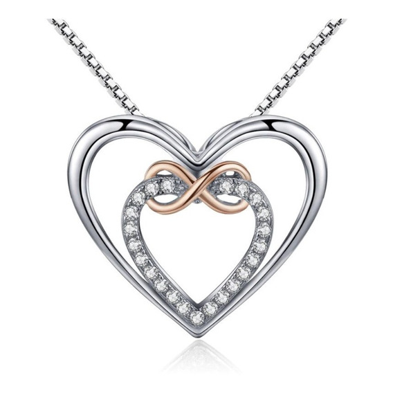 Collar Cadena Para Mujer Corazón Amor Infinito En Plata 925