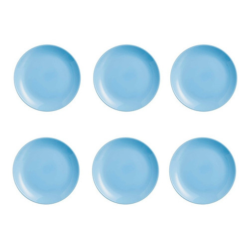 Plato Postre De Vidrio Templado Luminarc Diwali 19 Cm X6 Color Light Blue