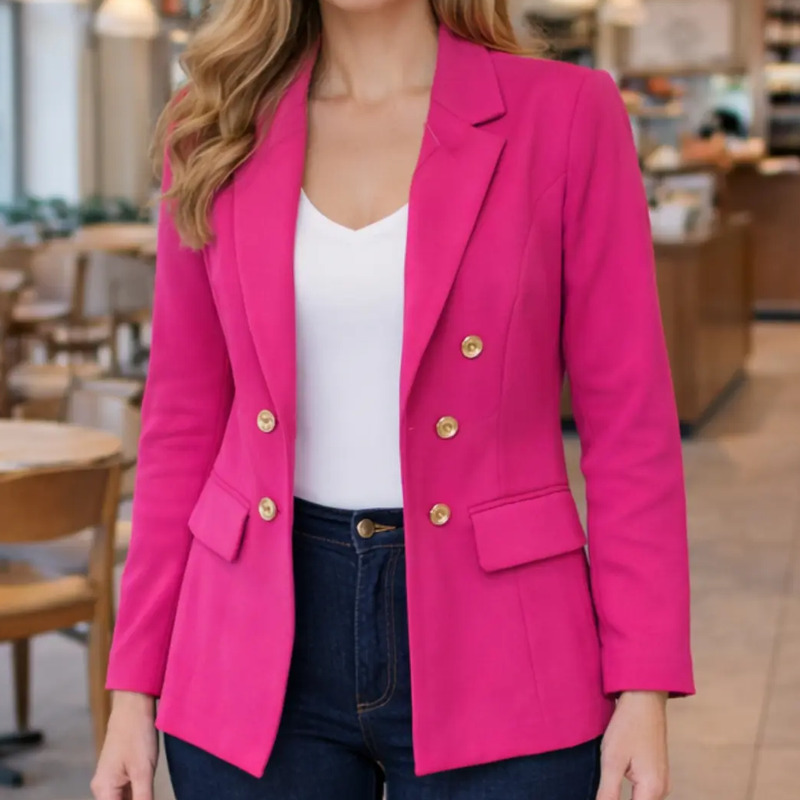 Blazer Feminino Alfaiataria Terninho Social Com Botões