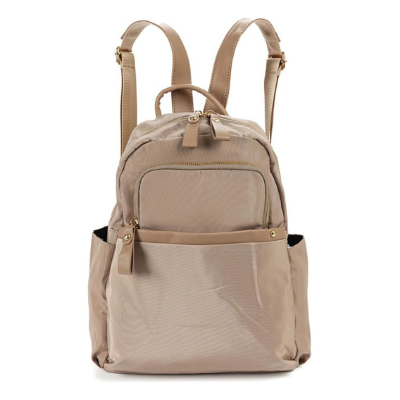 Mochila Urbana Canva Silvery En Nylon Color Beige