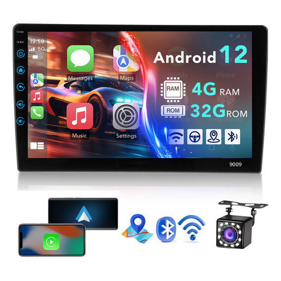 Auto Estéreo 9 In Inalámbrico Carplay Android 12 Wifi 4+32g