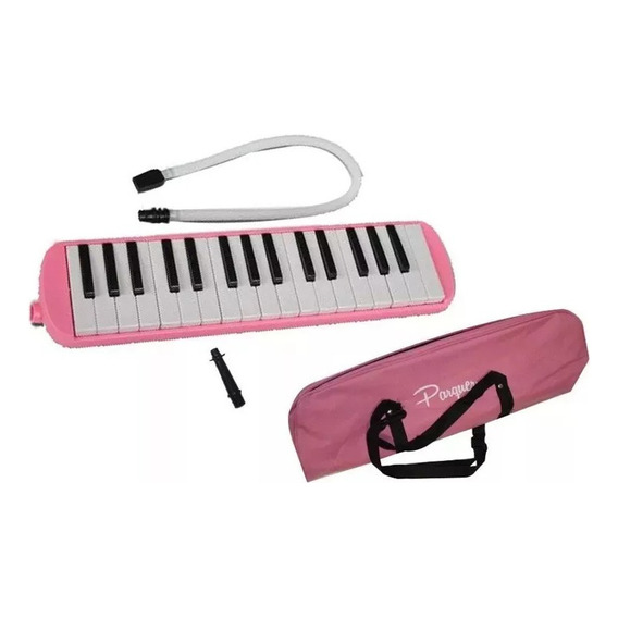 Melodica A Piano Parquer 32 Notas Rosa Con Funda Manguera