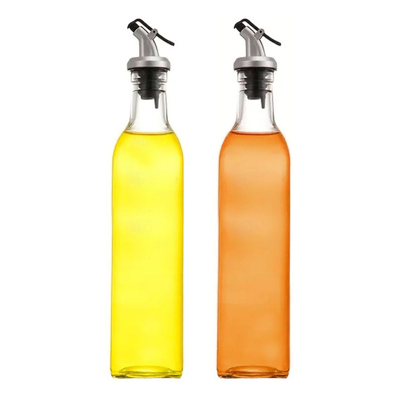 Set Aceitero Y Vinagrero 500ml  De Vidrio Con Pico Vertedor 