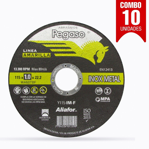 Disco Corte 115 X 1.6 Plano Inox /metal Pegaso Aliafor X 10u