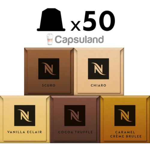 50 Capsulas Cafe Nespresso Vainilla Caramel Cacao + Barista