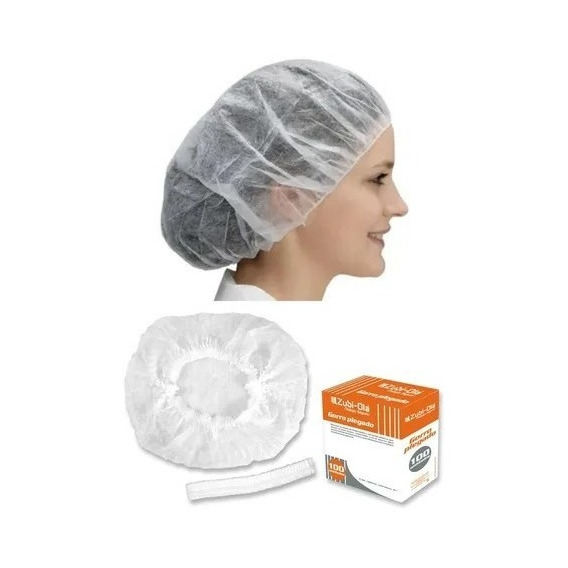 Gorro Blanco Cofia Oruga Quirúrgicos Desechable Caja X 100