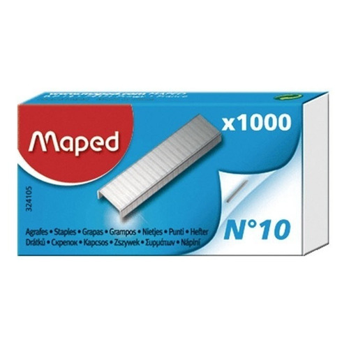 Broches Para Abrochadora Maped Nº10 X 1000 Pack X 10 Color Metalico