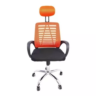 Silla De Escritorio Moblihouse Gerencial Piramide Ergonómica  Naranja Con Tapizado De Mesh