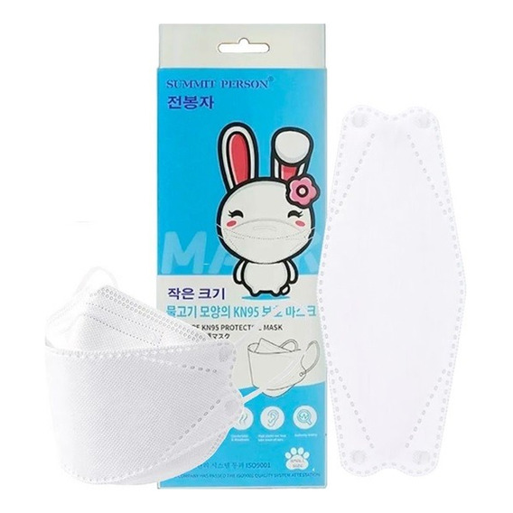 Mascarilla Kn95 Fish Type Niños Blanco X 10 Un.