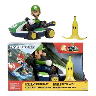 Carrinho Super Mario Kart Spin Out - Luigi Cor Verde