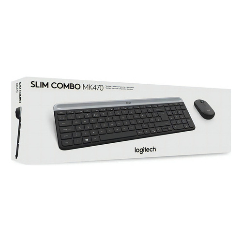 Teclado Logitech + Mouse Mk470 Wirelees Slim Usb Color Del Teclado Negro