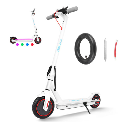 Scooter Eléctrico Patín S2-V2 32km/h 500w Adultos Plegable Base Con Iluminación Led De 4 Colores Con Pantalla Lcd Monopatin Electrico Motos Electricas Honey Whale Color Blanco