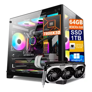 Pc Gamer Cpu Ryzen 7 7800x3d, 1tb, 64gb Ddr5, Rtx 4080 16gb