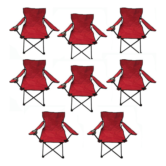 Resel Pack De 8 Sillas Plegables Tipo Camping Para Exterior Color Rojo