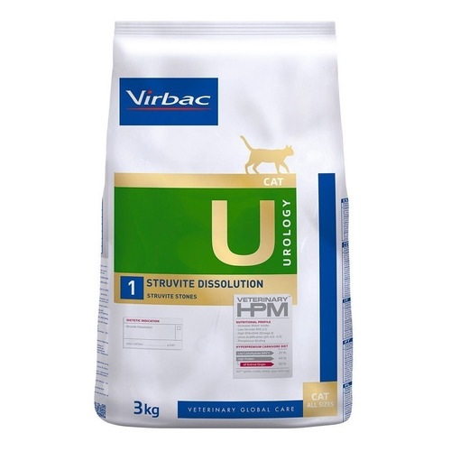 Alimento Virbac Veterinary HPM U1 Struvite Dissolution para gato sabor mix en bolsa de 3kg