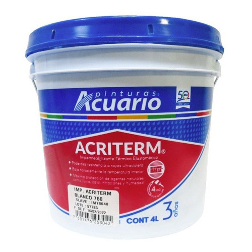 Impermeabilizante 3 Años 3.8 Lt Blanco Acri Acuario Im76040