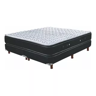 Sommier Americana Cannon Resortes Doral Pillow Top King De 200cm Y 200cm Negro Y Blanco Con Base Dividida