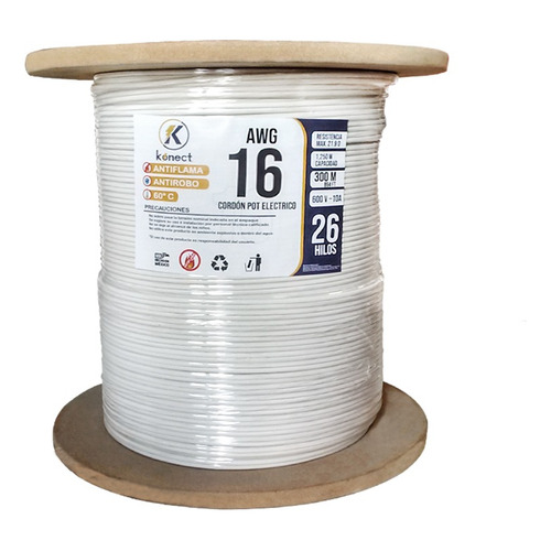 Cable Electrico Pot Duplex Calibre 16 Blanco 300m