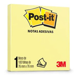 Bloco De Notas Adesivas Post It 3m Amarelo 76x76mm 100fls