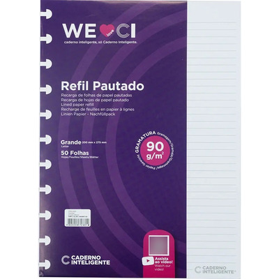 Refil Pautado Grande 50fls 90gr Caderno Inteligente Original