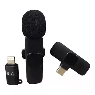 Microfono Solapa Condensador Celuar Tipo C Cancelación Ruido Color Negro