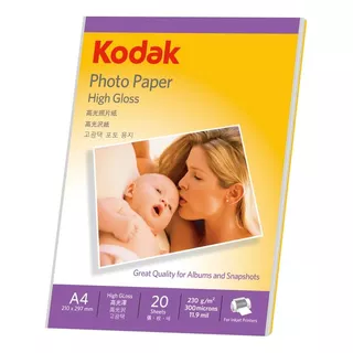 Papel Fotografico Kodak Brillo Premium 230grs A4 Color Blanco