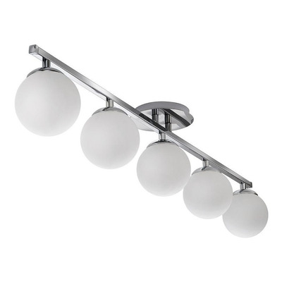 Plafon 5 Luces Barral Elyn Cromo Globo Opal Apto G9 Deco