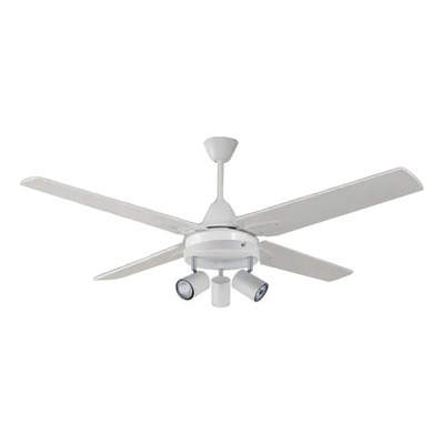 Ventilador De Techo Blanco 4 Palas Madera Con Plafon Gu10 Tg