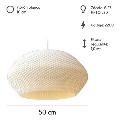Lampara Colgante 50cm Diseño Deco Exclusivo Sustentable D3d
