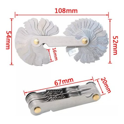Calibrador De Roscas Cuenta Hilos 52 Hojas Metrico E Ingles