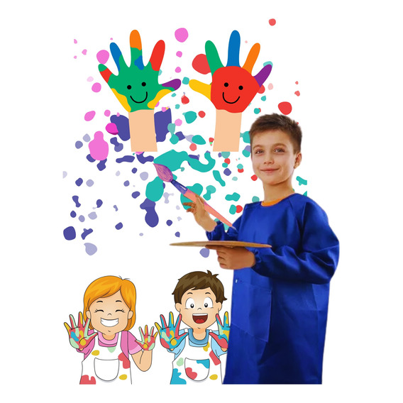 Mandil De Pintura Arte Niños + 100% Impermeable Todas Tallas