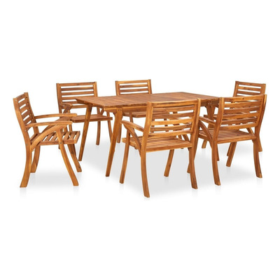 Juego De Comedor De Jardín De 7 Piezas De Madera De Acacia Estructura Café