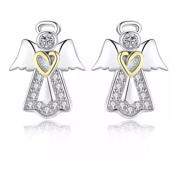 Aretes Pendientes Ángel De La Guarda En Plata 925