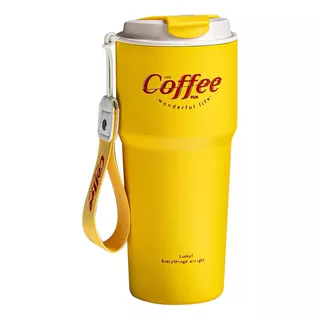 Termo Para Cafe Mug Vaso Termico 620ml Sellable Inoxidable Color Amarillo