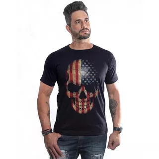 Camiseta American Skull Black Caveira Camisa Harley Davidson
