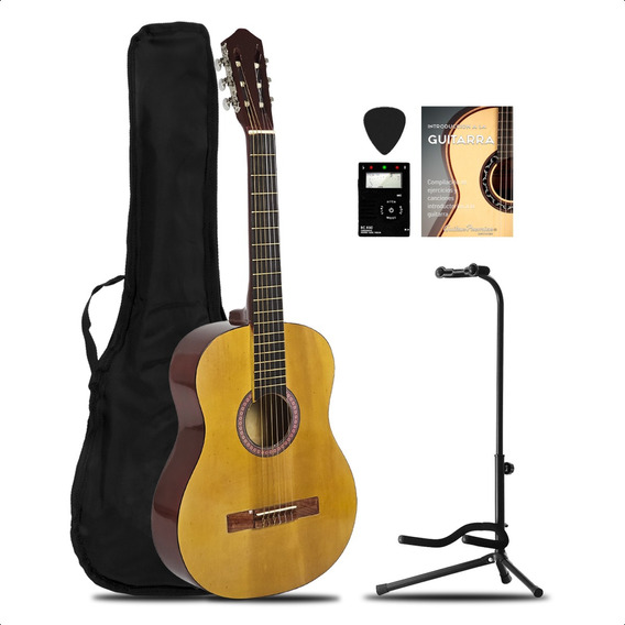 Guitarra Criolla Electroacustica Funda Pie Afinador Pua Pack