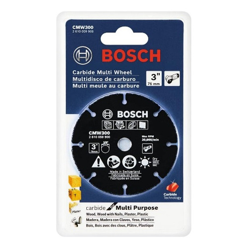 Disco Bosch Expert Carbide 76mm Disco Multipropósito Eje 3/8 Color Negro