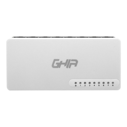 Conmutador Ghia 10-100mbps Switch No Administrable 8 Puertos Color Blanco Modelo GNW-S2
