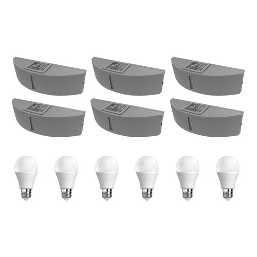 Aplique Exterior Bidireccional Led 12w Día Fría Gris Pack 6