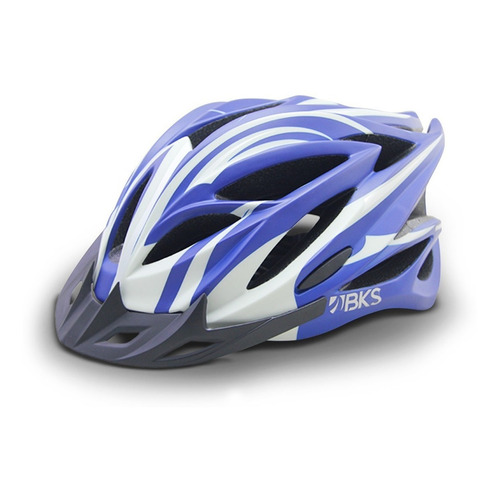 Casco Ciclismo Profesional Bks Adultos Ruta Mtb Luz Integrad Color Azul/Blanco Talla L