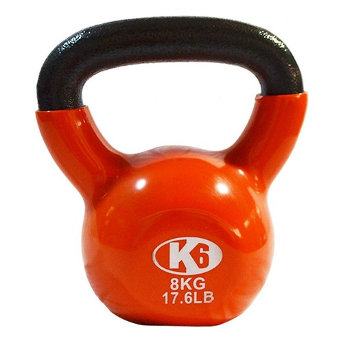 Pesa Rusa Mancuerna Encauchetada Kettlebell Gym K6 8kg Color Naranja