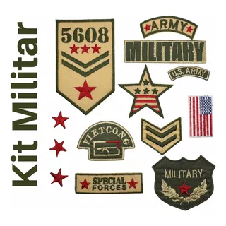 Kit Apliques Militar Termocolante 10 Unidades Premium