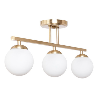 Plafon 2 Luces Barral Elyn Dorado Globo Opal Apto G9 Deco