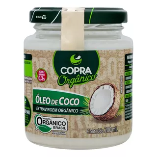 Óleo De Coco Extra Virgem Orgânico Copra Vidro 200ml