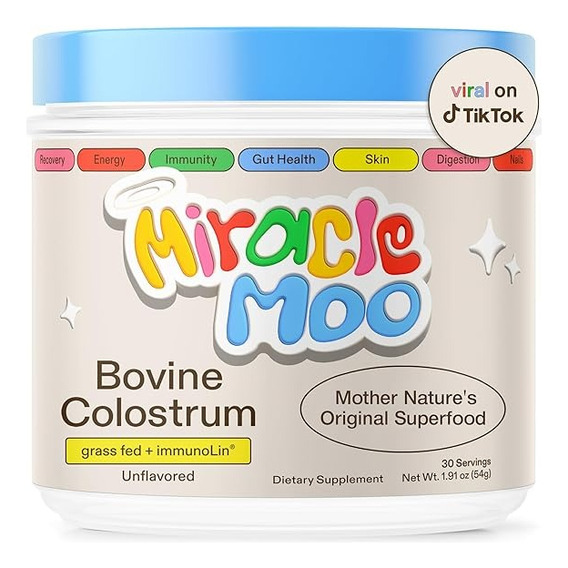 Miracle Moo Colostrum Calostro Bovino 54 Gramos 30 Servicios