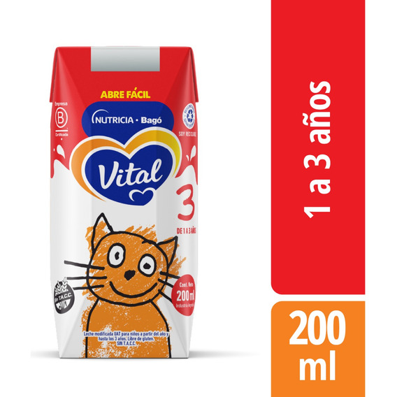 Leche Liquida Vital 3 X 2 Packs 24 Bricks 200ml 1 A 2 Años