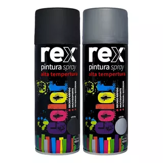 Pack 6 Spray Para Alta Temperatura Negro/aluminio 400ml Rex 