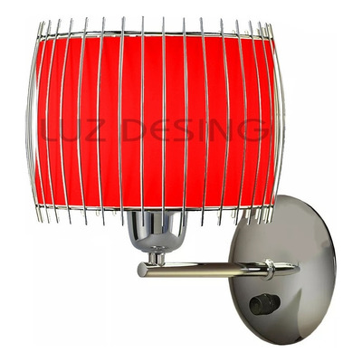 Aplique Con Tecla Cromo Deco Moderno Apto Led Rojo
